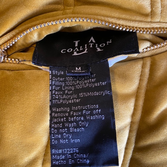 Coalition LA Reversible Coat Faux Fur Yellow Pink - Picture 3 of 4